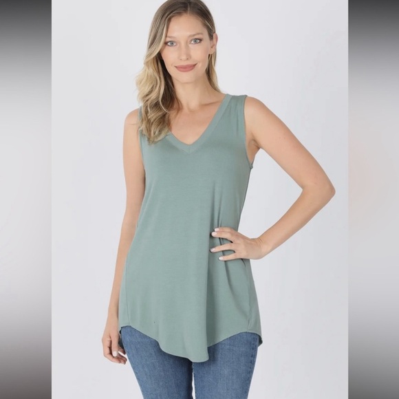 Zenana Aqua tank top Mint color - Picture 1 of 4